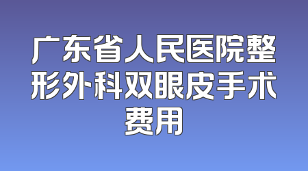 广东省人民医院整形外科双眼皮手术费用