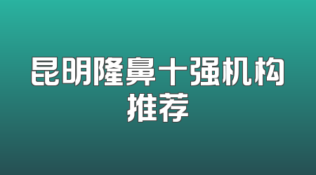 昆明隆鼻十强机构推荐
