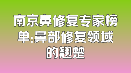 南京鼻修复专家榜单：鼻部修复领域的翘楚