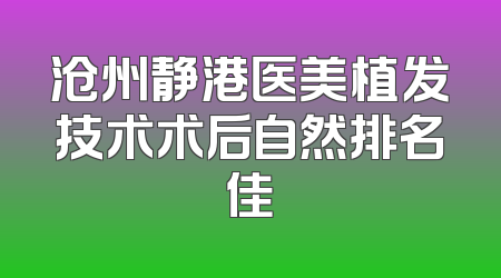 沧州静港医美植发技术术后自然排名佳