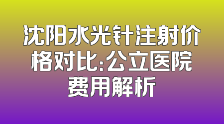 沈阳水光针注射价格对比：公立医院费用解析