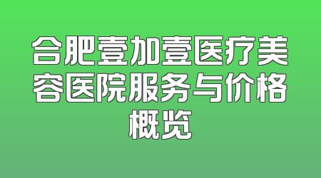 合肥壹加壹医疗美容医院服务与价格概览