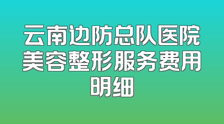云南边防总队医院美容整形服务费用明细