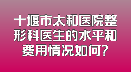 十堰市太和医院整形科医生的水平和费用情况如何？