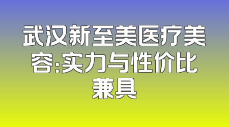 武汉新至美医疗美容：实力与性价比兼具