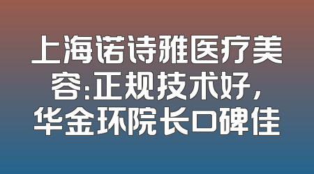 上海诺诗雅医疗美容：正规技术好，华金环院长口碑佳