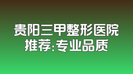 贵阳三甲整形医院推荐：专业品质