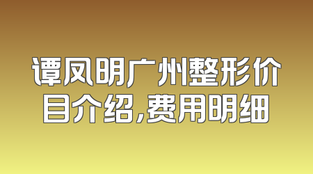 谭凤明广州整形价目介绍，费用明细