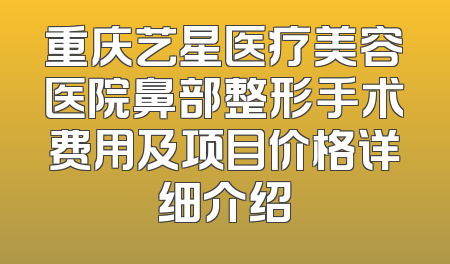 重庆艺星医疗美容医院鼻部整形手术费用及项目价格详细介绍