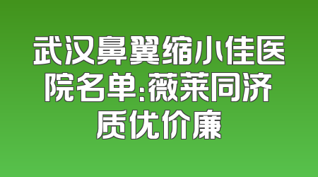 武汉鼻翼缩小佳医院名单：薇莱同济质优价廉