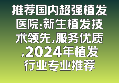 推荐国内超强植发医院：新生植发技术领先，服务优质，2024年植发行业专业推荐