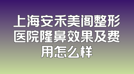 上海安禾美阁整形医院隆鼻效果及费用怎么样
