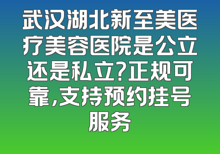 武汉湖北新至美医疗美容医院是公立还是私立？正规可靠，支持预约挂号服务