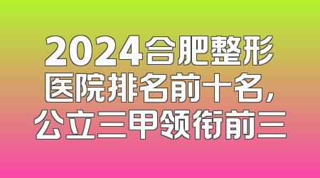 2024合肥整形医院排名前十名，公立三甲领衔前三