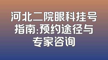 河北二院眼科挂号指南：预约途径与专家咨询