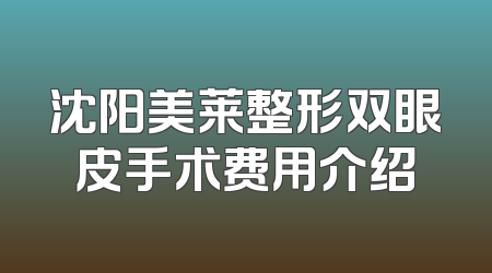 沈阳美莱整形双眼皮手术费用介绍