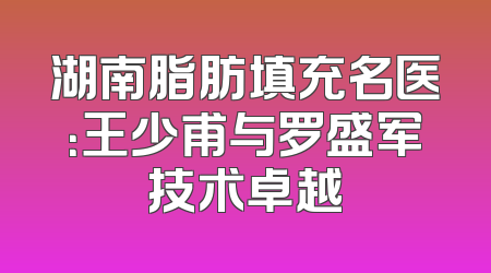 湖南脂肪填充名医：王少甫与罗盛军技术卓越