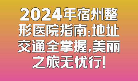 2024年宿州整形医院指南：地址交通全掌握，美丽之旅无忧行！