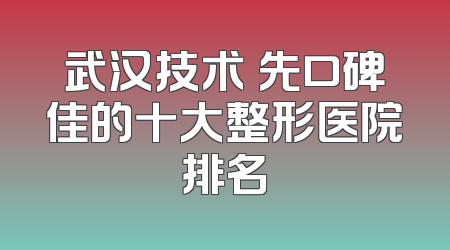 武汉技术領先口碑佳的十大整形医院排名