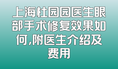 上海杜园园医生眼部手术修复效果如何，附医生介绍及费用