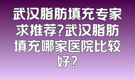 武汉脂肪填充专家求推荐？武汉脂肪填充哪家医院比较好？