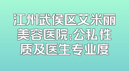 江州武侯区艾米丽美容医院：公私性质及医生专业度