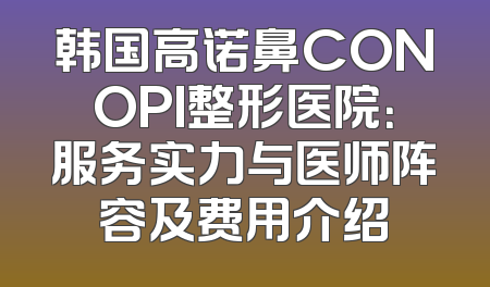 韩国高诺鼻CONOPI整形医院：服务实力与医师阵容及费用介绍