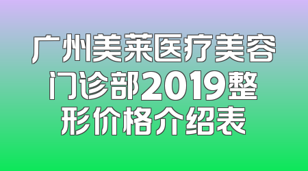 广州美莱医疗美容门诊部2019整形价格介绍表