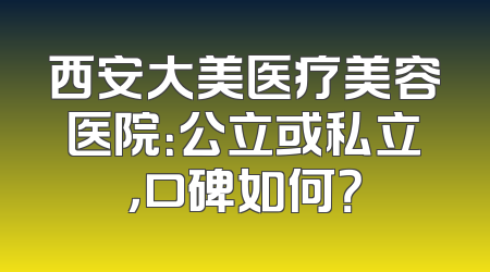西安大美医疗美容医院：公立或私立，口碑如何？