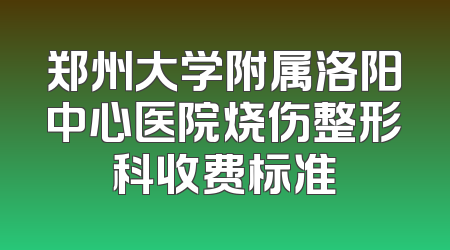 郑州大学附属洛阳中心医院烧伤整形科收费标准