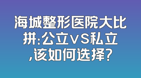海城整形医院大比拼：公立vs私立，该如何选择？