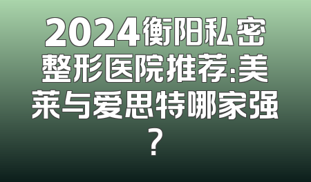 2024衡阳私密整形医院推荐：美莱与爱思特哪家强？