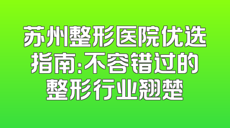 苏州整形医院优选指南：不容错过的整形行业翘楚