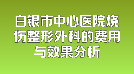 白银市中心医院烧伤整形外科的费用与效果分析
