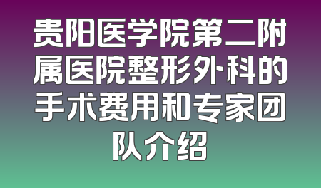 贵阳医学院第二附属医院整形外科的手术费用和专家团队介绍