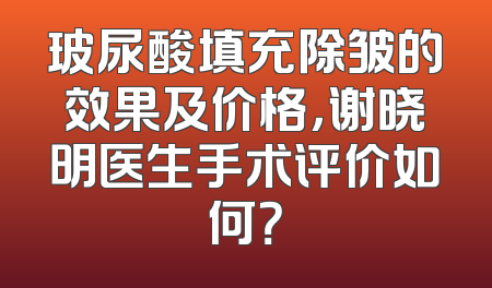 玻尿酸填充除皱的效果及价格，谢晓明医生手术评价如何？