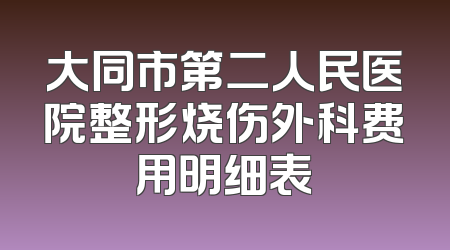 大同市第二人民医院整形烧伤外科费用明细表