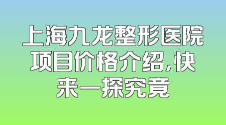 上海九龙整形医院项目价格介绍，快来一探究竟