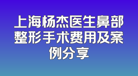 上海杨杰医生鼻部整形手术费用及案例分享