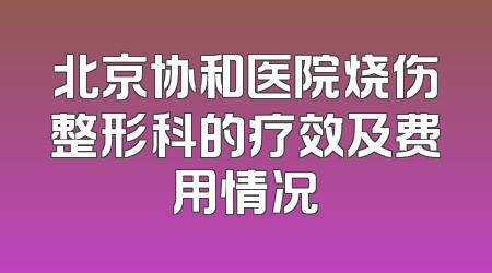 北京协和医院烧伤整形科的疗效及费用情况