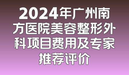 2024年广州南方医院美容整形外科项目费用及专家推荐评价
