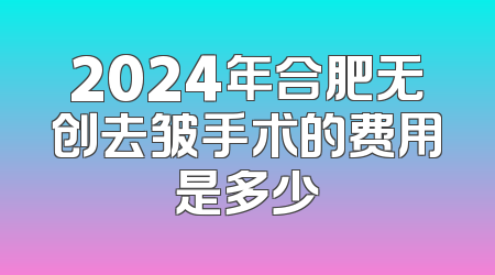 2024年合肥无创去皱手术的费用是多少