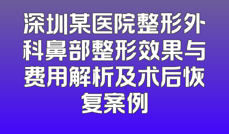深圳某医院整形外科鼻部整形效果与费用解析及术后恢复案例