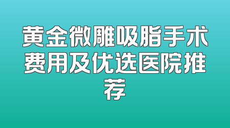 黄金微雕吸脂手术费用及优选医院推荐