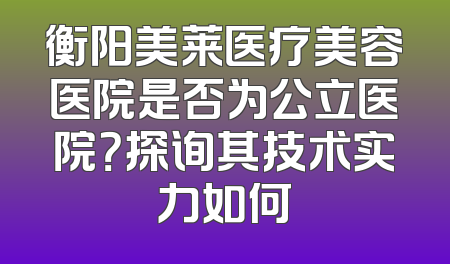 衡阳美莱医疗美容医院是否为公立医院？探询其技术实力如何