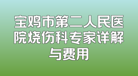 宝鸡市第二人民医院烧伤科专家详解与费用