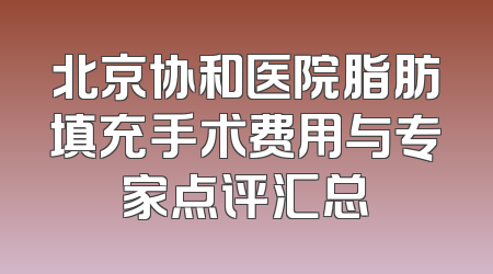 北京协和医院脂肪填充手术费用与专家点评汇总