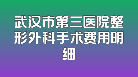 武汉市第三医院整形外科手术费用明细