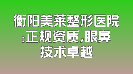 衡阳美莱整形医院：正规资质，眼鼻技术卓越