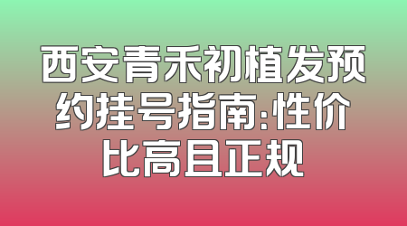 西安青禾初植发预约挂号指南：性价比高且正规